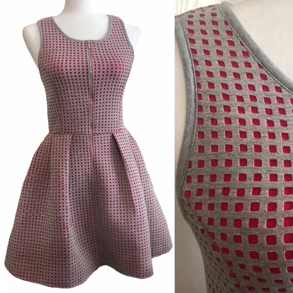 Romeo & Juliet Couture Pink and Gray Patterned Midi Dress